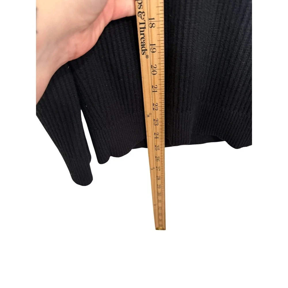 Vince Cashmere Blend Black Ribbed Knit Sweater‎ Tie Slit Back Size M chic cozy